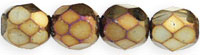 Image Czech Pressed Glass 6mm faceted round Iris Brown opaque iridescent