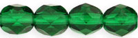 Image Czech Pressed Glass 6mm faceted round Emerald green transparent