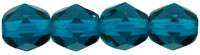 Image Czech Pressed Glass 6mm faceted round Teal blue transparent