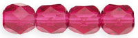 Image Czech Pressed Glass 6mm faceted round Fuchsia transparent