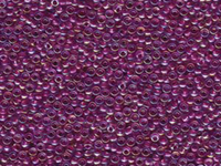 Image Seed Beads Miyuki Seed size 11 crystal ab w/raspberry color lined iridescent