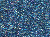 Image Seed Beads Miyuki Seed size 11 aqua ab w/blue color lined iridescent