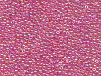 Image Seed Beads Miyuki Seed size 11 crystal ab w/fuchsia color lined iridescent