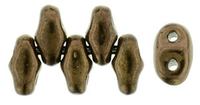 Image Seed Beads Czech MiniDuo 2 x 4mm dark bronze metallic