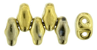 Image Seed Beads Czech MiniDuo 2 x 4mm polished brass metallic