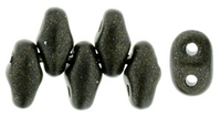 Image Seed Beads Czech MiniDuo 2 x 4mm dark green metallic suede