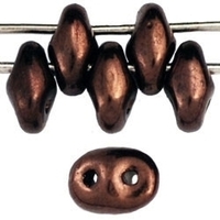 Image Seed Beads Czech SuperDuo 2 x 5mm dark bronze opaque iridescent