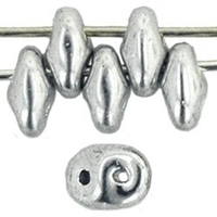 Image Seed Beads Czech SuperDuo 2 x 5mm silver metallic