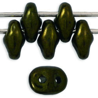 Image Seed Beads Czech SuperDuo 2 x 5mm green metallic