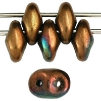 Image Seed Beads Czech SuperDuo 2 x 5mm olive bronze vega metallic