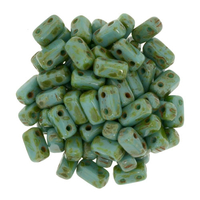 Image Seed Beads CzechMate Brick 3 x 6mm Persian Turquoise opaque picasso