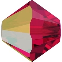 Image Swarovski Crystal Beads 4mm bicone 5328 scarlet ab transparent iridescent