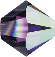 Image Swarovski Crystal Beads 4mm bicone 5328 amethyst ab (dark purple) transparent ir