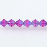 Image Swarovski Crystal Beads 4mm bicone 5328 fuchsia ab 2X (dark pink) transparent do