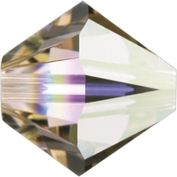 Image Swarovski Crystal Beads 4mm bicone 5328 light peach ab transparent iridescent