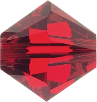 Image Swarovski Crystal Beads 4mm bicone 5328 light siam (light red) transparent