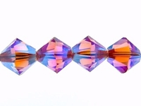 Image Swarovski Crystal Beads 4mm bicone 5328 rose ab 2X (pink) transparent double iri