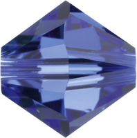 Image Swarovski Crystal Beads 4mm bicone 5328 sapphire (blue) transparent
