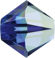 Image Swarovski Crystal Beads 4mm bicone 5328 sapphire ab (blue) transparent iridescen