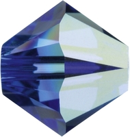 Image Swarovski Crystal Beads 4mm bicone 5328 sapphire ab (blue) transparent iridescen