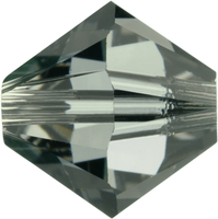 Image Swarovski Crystal Beads 6mm bicone 5328 black diamond (grey) transparent