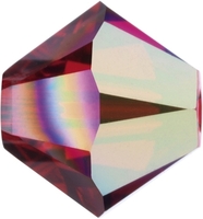Image Swarovski Crystal Beads 6mm bicone 5328 light siam ab (light red) transparent ir