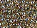 Image Seed Beads Miyuki Seed size 8 light topaz ab w/amethyst color lined iridescent