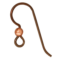 Image niobium shepherd hook earwire antique copper with 3mm copper bead