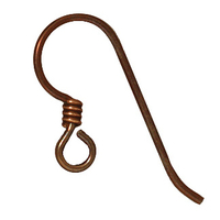 Image niobium shepherd hook earwire antique copper with bronze coil