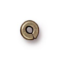 Image Metal Beads 4mm Kenyan flat brass oxide lead free pewter