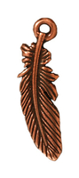 Image Metal Charms feather antique copper 23mm