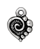 Image Metal Charms spiral heart antique silver 10mm