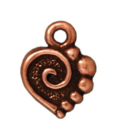 Image Metal Charms spiral heart antique copper 10mm