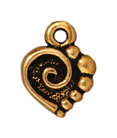 Image Metal Charms spiral heart antique gold 10mm