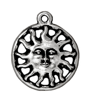 Image Metal Charms sun with face antique silver 16mm