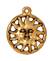 Image Metal Charms sun with face antique gold 16mm
