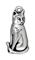 Image Metal Charms sitting cat antique silver 23mm