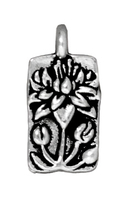 Image Metal Charms floating lotus antique silver 17 x 8mm