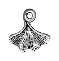 Image Metal Charms ginkgo leaf antique silver 13mm
