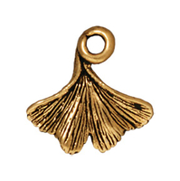 Image Metal Charms ginkgo leaf antique gold 13mm