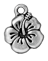 Image Metal Charms hibiscus antique silver 15mm