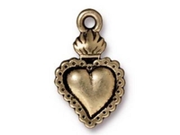 Image Metal Charms milagro heart antique brass 21 x 13mm