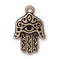 Image Metal Charms hamsa pendant antique brass 27 x 17mm