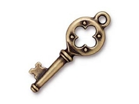Image Metal Charms Quatrefoil key antique brass 32 x 11mm