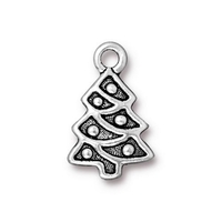 Image Metal Charms Christmas tree antique silver 12 x 20mm