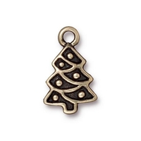 Image Metal Charms Christmas tree antique brass 12 x 20mm