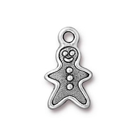 Image Metal Charms gingerbread man antique silver 11 x 19mm