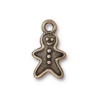 Image Metal Charms gingerbread man antique brass 11 x 19mm