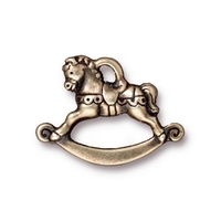 Image Metal Charms rocking horse antique brass 16 x 22mm