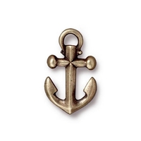 Image Metal Charms anchor antique brass 20 x 12mm